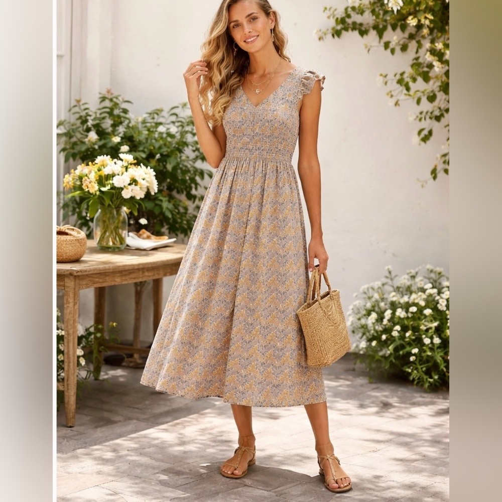 Melloday Smocked Cap Sleeve Dress - Size XS (NWOT)